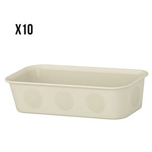 10 Cream Rectangular Storage Bins  4x7 ¾x2 "